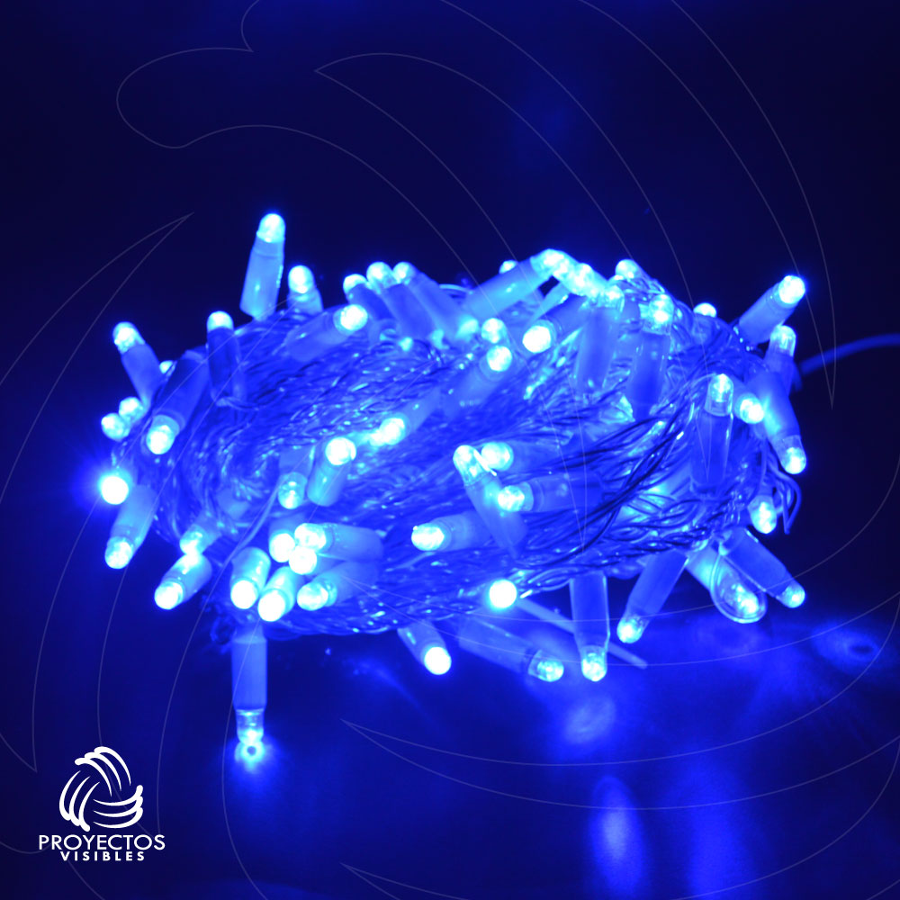 Extensión Luz LED Lineal 100 Luces 7mts Azul Cable Transparente TC-A 